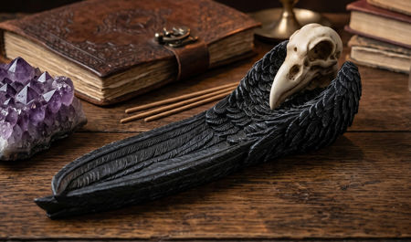Crow Skull Incense Burner